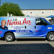 Example of vehicle wrap on a van for Norris Air