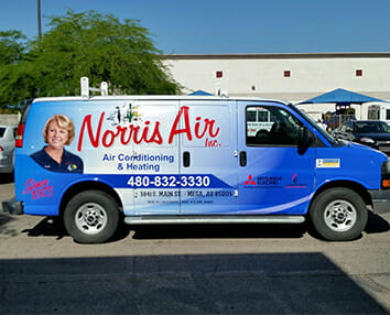 Example of vehicle wrap on a van for Norris Air