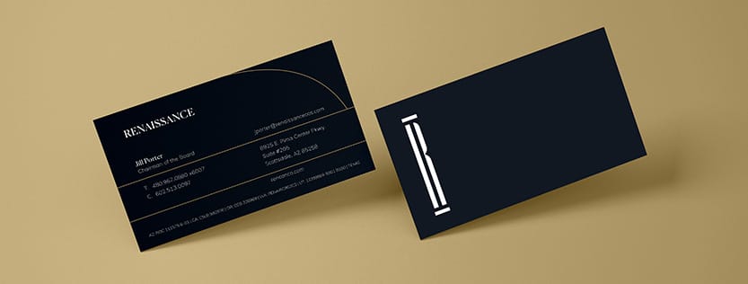black business cards for renaissance construction.