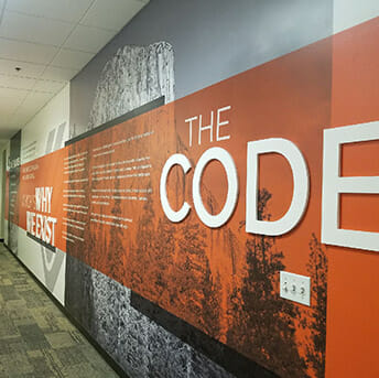 Wall mural depicting the Code of Ware Malcomb