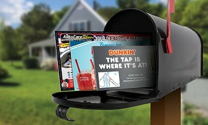 Open mailbox displaying samples of printed mailers