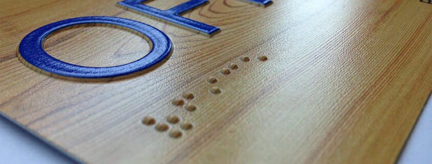Printed braille office signage