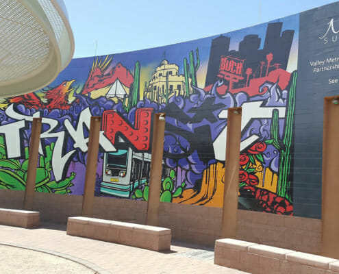 Brick wall graphics wrap for the Influx Art Program