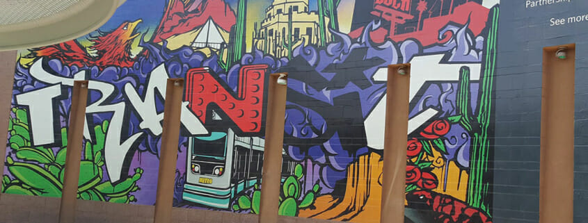 Brick wall graphics wrap for the Influx Art Program