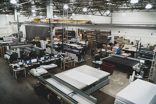 Interior view of PRI Graphics & Signs large printing facility in Phoenix AZ