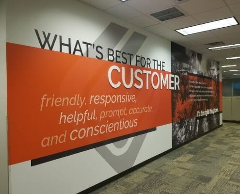 Printed dimensional wall graphics for Ware Mallcomb