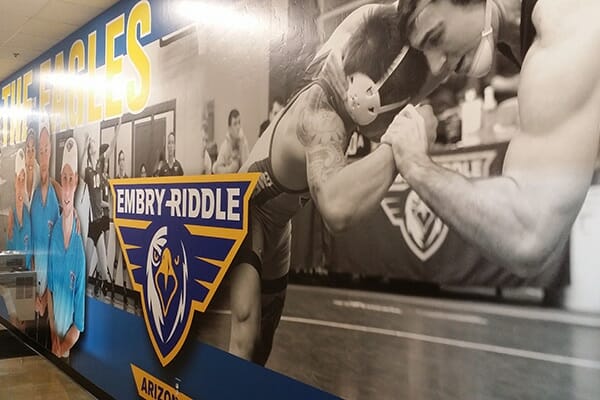 Printed dimensional wall graphics for Embry Riddle