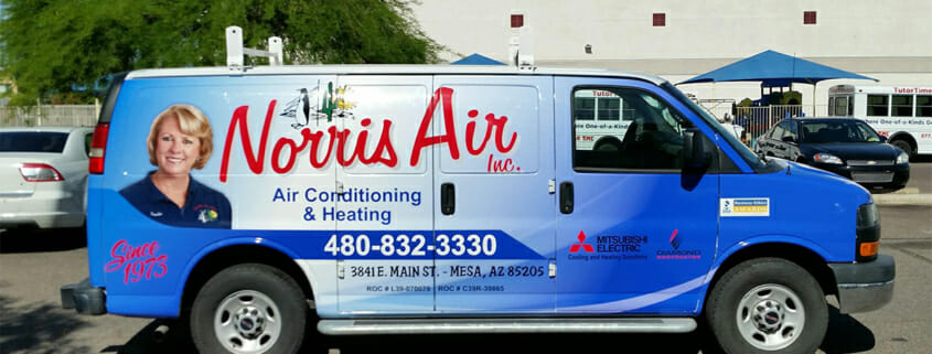 Color printed fleet vehicle wrap for Norris Air Inc.