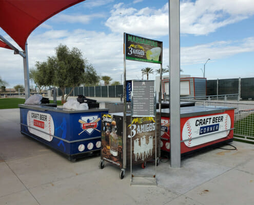 Printed vinyl wraps on ballpark vendor equipment