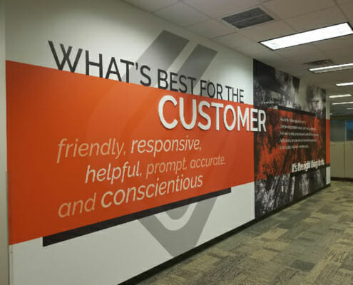 Printed dimensional wall graphics for Ware Malcomb