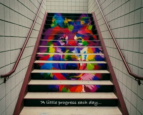 Color printed staircase graphics for Alumigraphics Private School