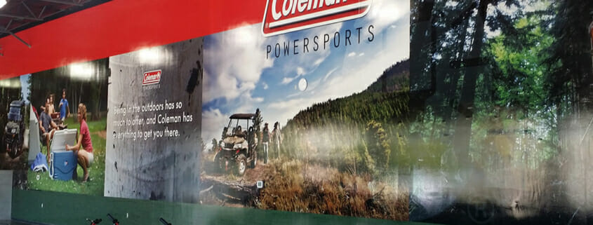 Large color printed wall graphics for Coleman Powersports