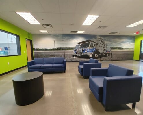 Full color wall graphics for waster management company