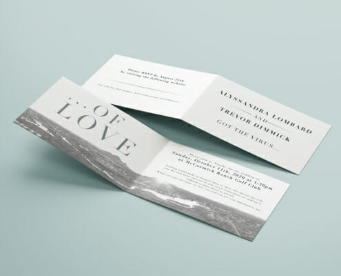 Sample of printed invitations for weddings and events