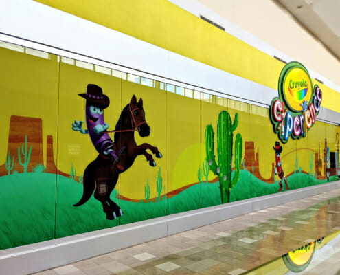 Color printed window graphics for The Crayola Experience