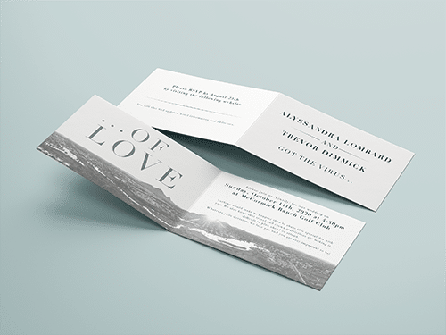 Example of a B&W printed invitation.