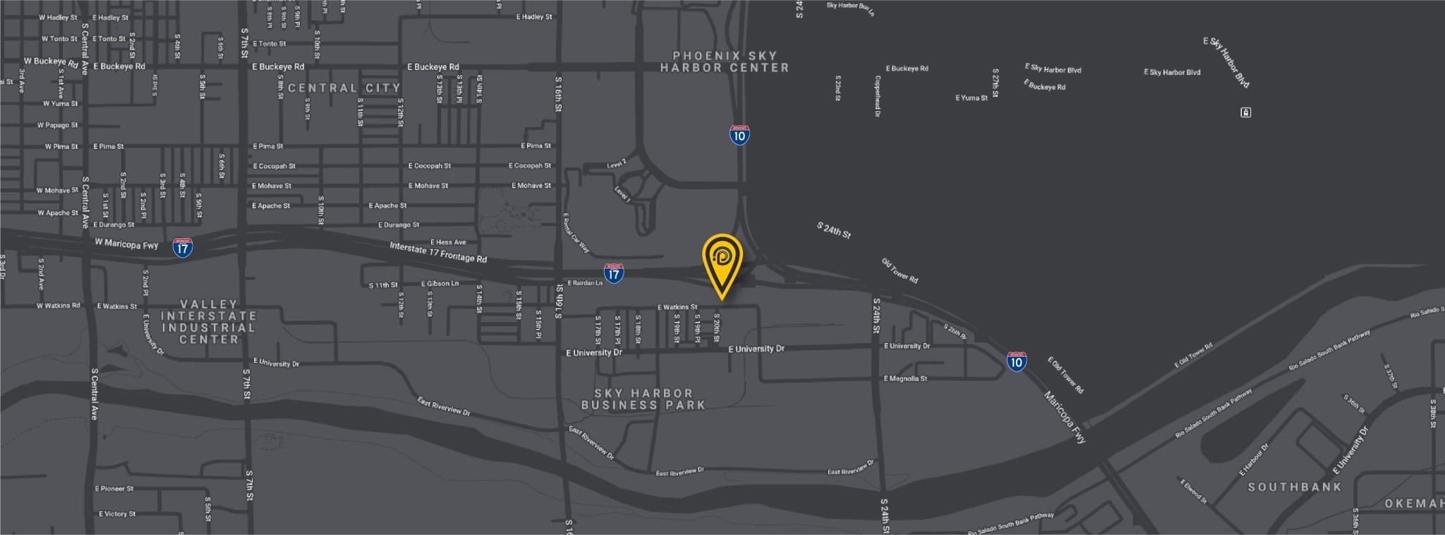 Map showing location of PRI Graphics in Phoenix AZ.