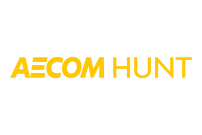 Yellow printed logo for AECOM Hunt