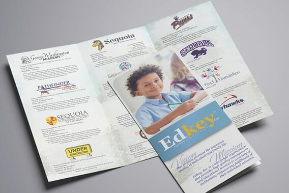 Printed 3-fold color brochure promoting education