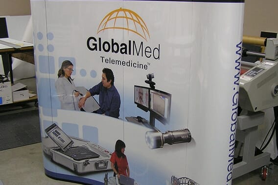 Large printed trade show backdrop for GlobalMed Telemedicine