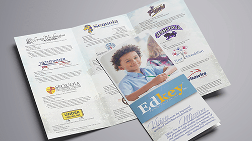 Full color tri-fold brochure foe Edkey Education