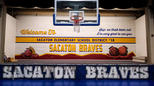 Elementary school wall mural for Sacaton Braves