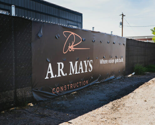 AR Mays Construction mesh fence banner wrap