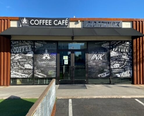 Coffee Cafe storefront graphics