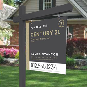 printed real estate hanging sign century 21 realtor home sale
