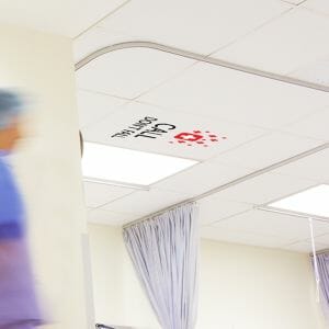 Printed ceiling tile for the healthcare industry hospitals