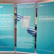 Three retractable banners for Dermagraft