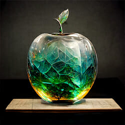 Glass Apple Showing the World Inside_PRI Graphics Colorful world inside of a glass apple