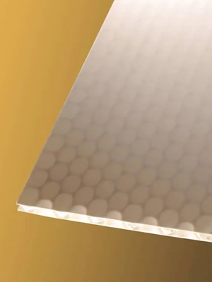 close up showing the edge and surface of bubble board printing material
