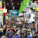 Crowed trade show floor.