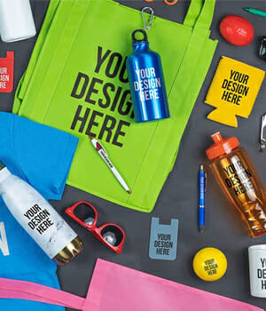 Your Design Here trade show sample products.