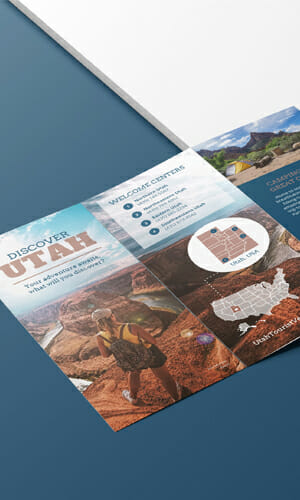 An example of a full color tri-fold brochure for Utah tourism.