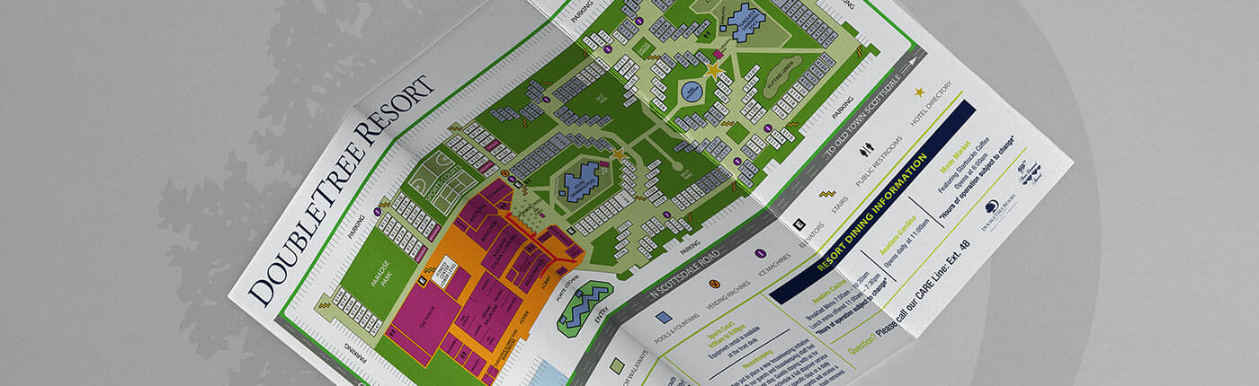 Close up of printed map for Doubletree Resorts.