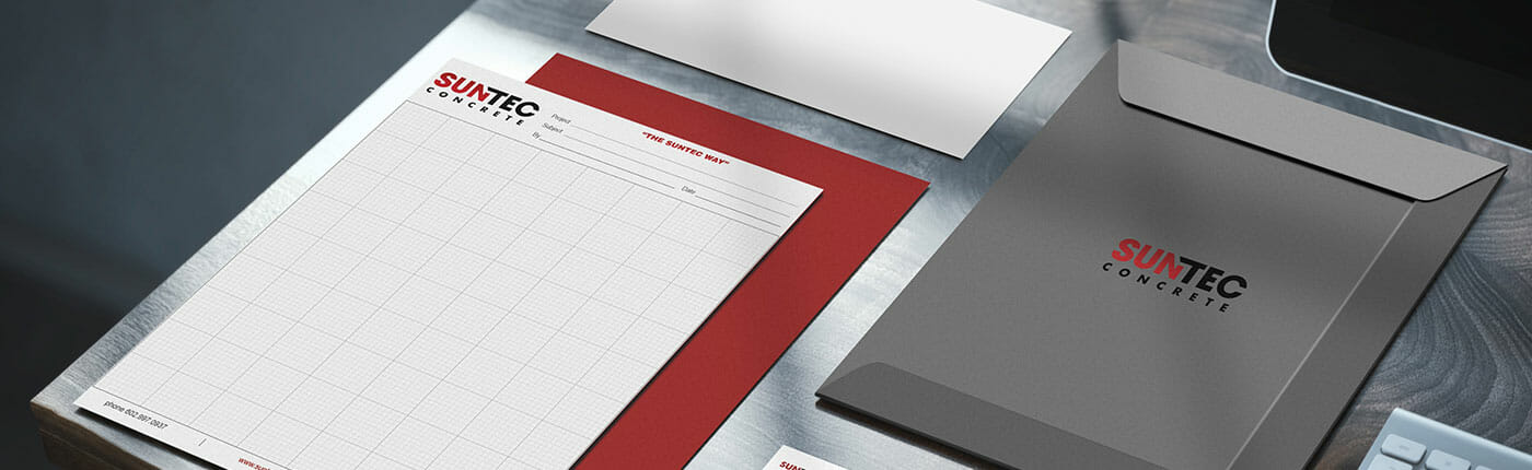 Business stationery for Suntec Concrete construction company.