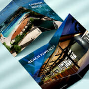 Small format bifold color brochure example.