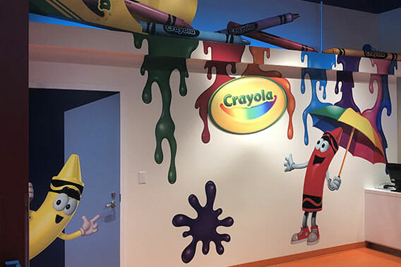 Vinyl wall graphics for the Crayola Experience in Chandler, Arizona.