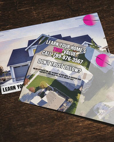 Postcard mailer for a residential real estate company.